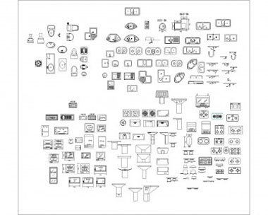 Many kitchen CAD plane and elevation